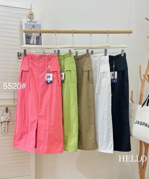 HELLO FASHION Slit Side Pocket Parachute Cargo Skirts